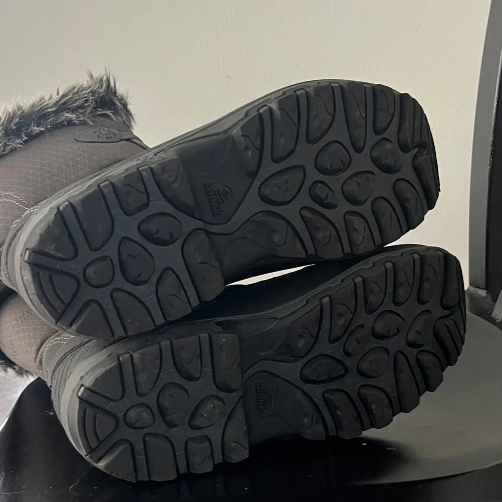Like New Kamik Momentum Waterproof Gray, Black Winter Snow Boots, Faux Fur Sz 7